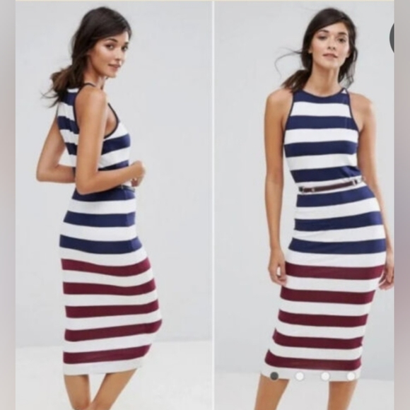 Ted Baker London Yuni Rowing Stripe Bodycon Dress Ted Size 4 = US 10 Navy W-579 - Picture 1 of 10